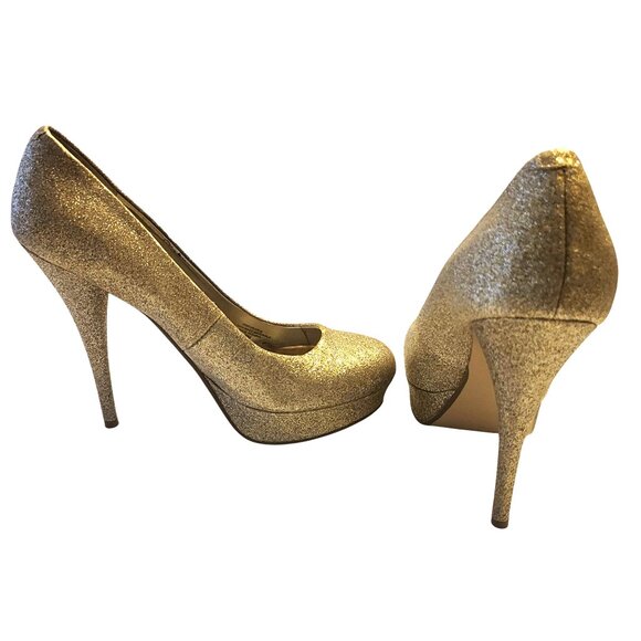 GUESS | Glitter Gold Platform High Heels - Picture 4 of 9